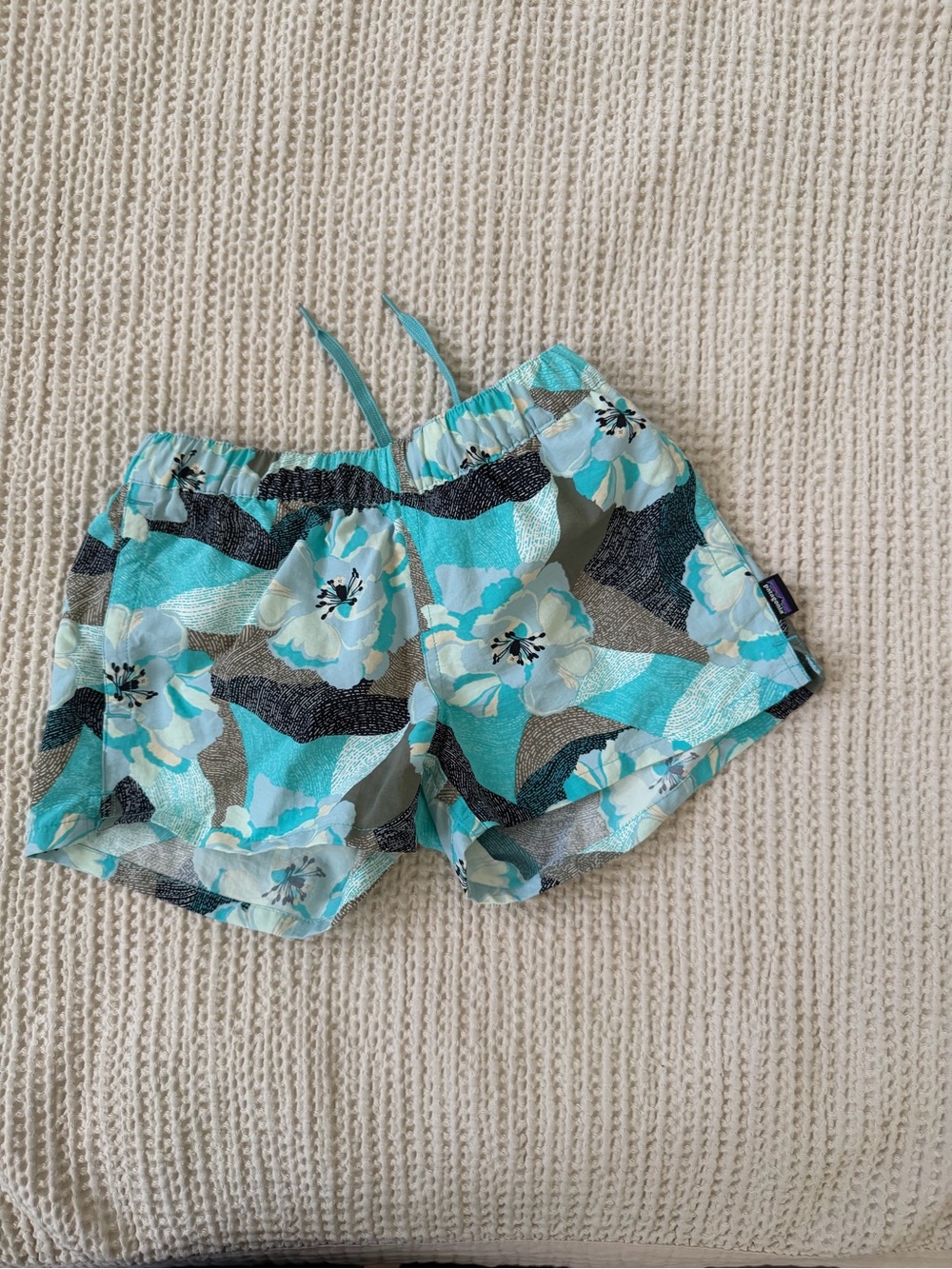 Patagonia Teal Floral Athletic Shorts
